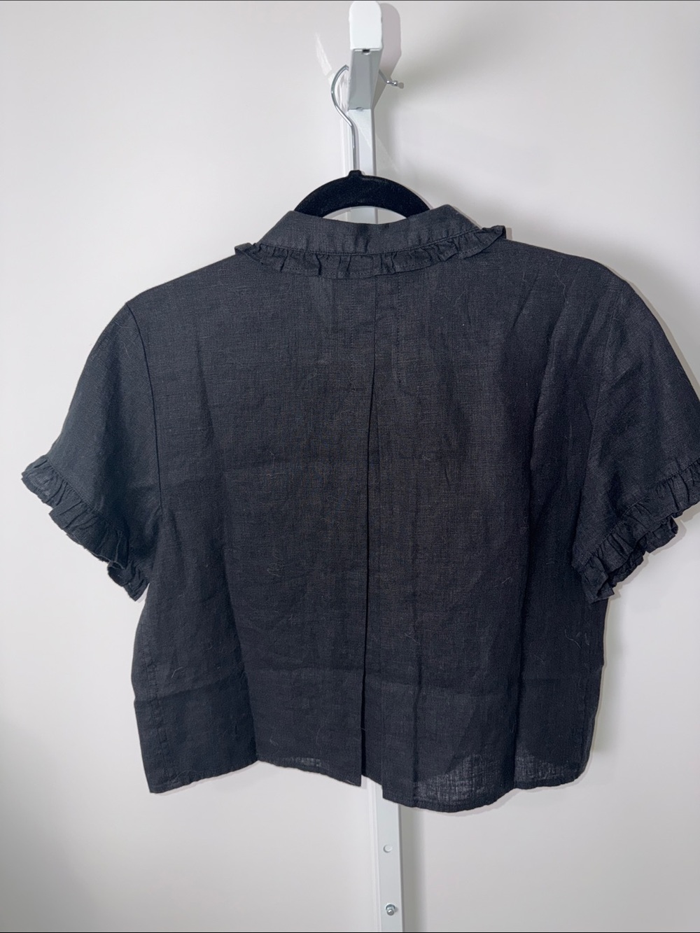 J. Crew Black Ruffle-Trim Button Front Shirt - Picture 5 of 6